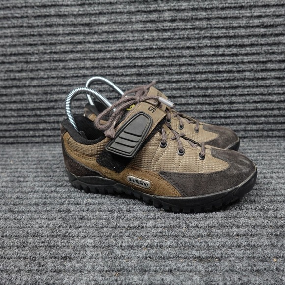 Shimano Mountain Bike Shoes Mens 6 Brown Black Suede Lace Up SH-M 038W - Picture 1 of 15